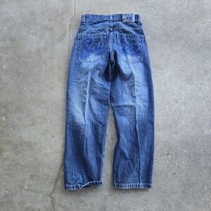 Vtg Y2K Southpole Baggy Denim Jeans Sz 18 Youth Embroidered Skaters Jnco